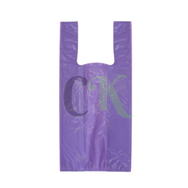 Sacolas Plásticas Lilás Reforçada com Alça Camiseta SustenPlast 32cm x 40cm com 100un